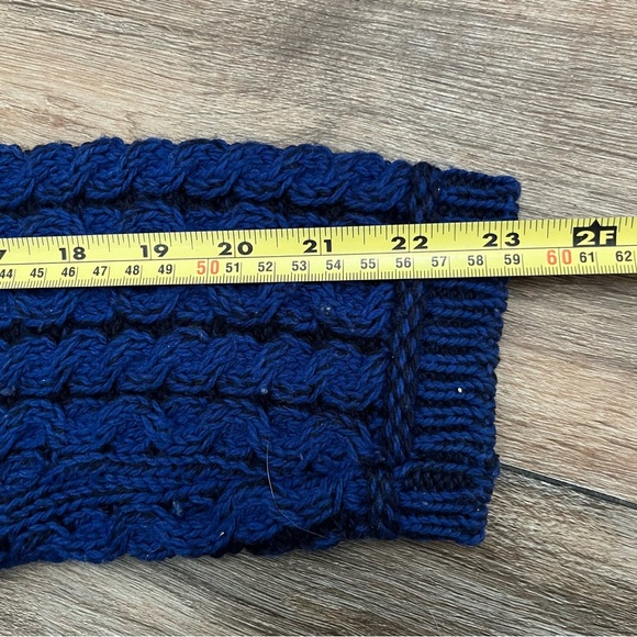 Aran Crafts Merino Wool Cable Knit Long Zip Up Sweater Women’s XXS Navy & Black - Picture 9 of 10